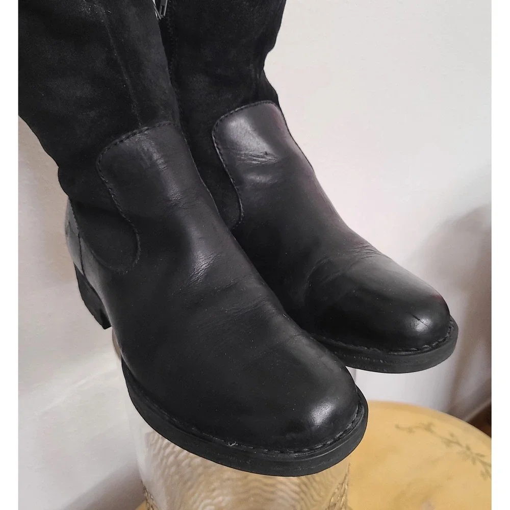 Born Laguna US 6.5 Tall Knee High‎ Black Riding Boots Leather Preppy Equestrian